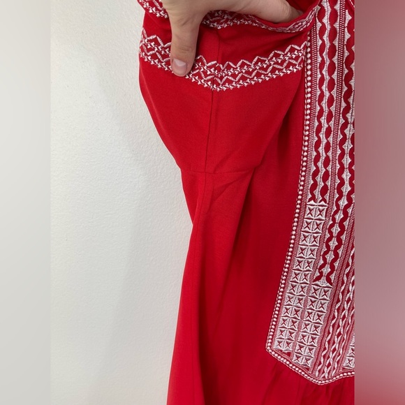 Liesl Women Casual Tops V Neck Short Sleeve Boho Print Shirts Summer Blouses Red - Picture 7 of 14